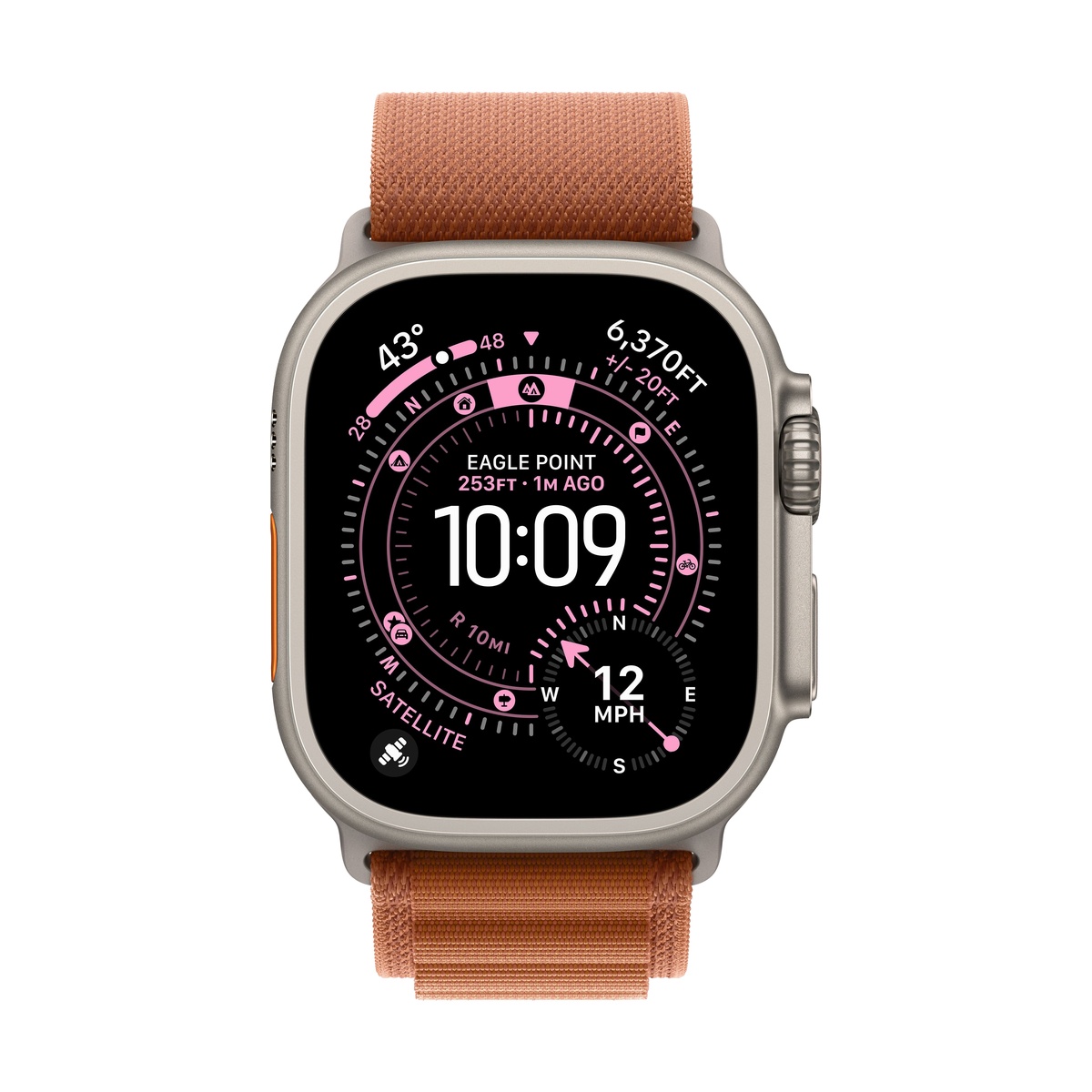 Apple Watch Ultra 3 (2025), 49 мм корпус из титана цвета «Natural», ремешок Alpine Loop размера L цвета «Terra Cotta»