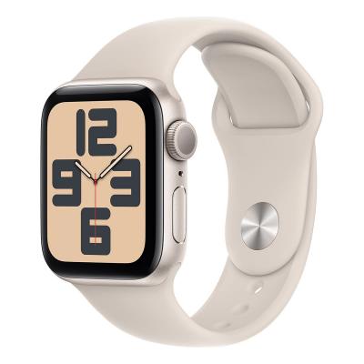 Apple Watch SE (2024), 44 мм корпус из алюминия цвета «Starlight», спортивный ремешок «Starlight»